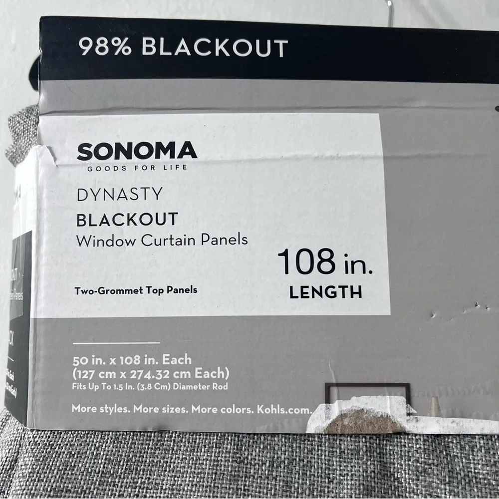 Sonoma goods for life Blackout Window Curtain Panel 50 x 108 Dynasty Grey 2 Pack